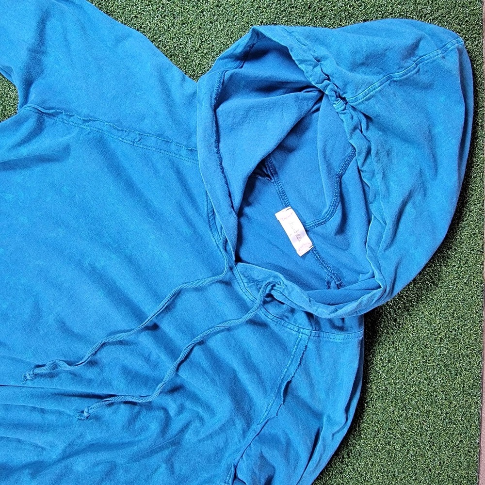 Altar'd State Blue Ruffle Hem Long Sleeve Comfy Casual Hoodie Women's Size Large